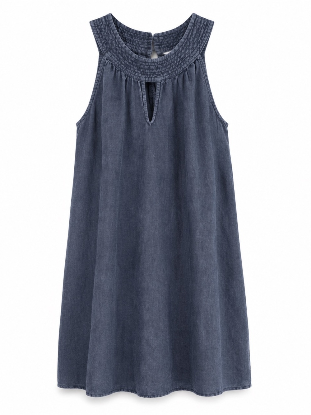 C&C California 100% Linen Indigo Keyhole Shift Dress Size L Lagenlook